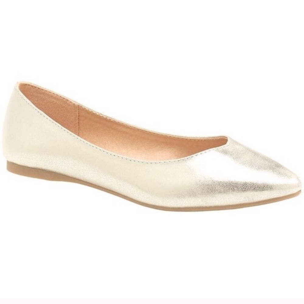 Lane Bryant almond toe gold flat